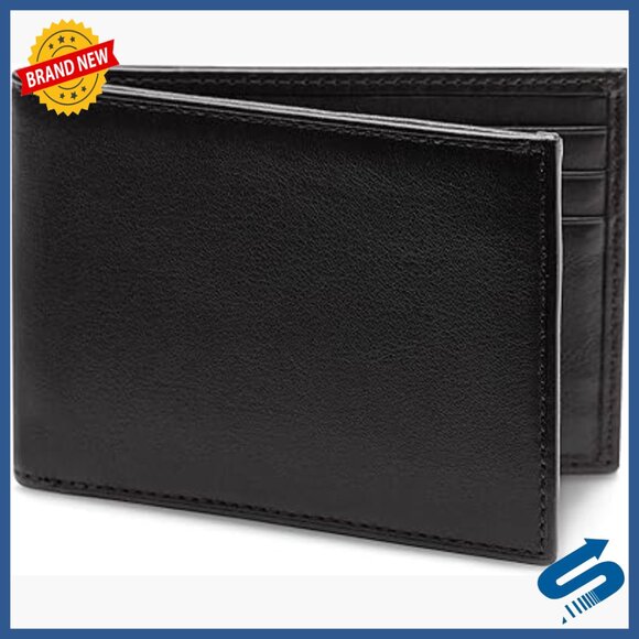 Italian Leather Slim Bifold Wallet with RFID Protection 6 Card Slots
